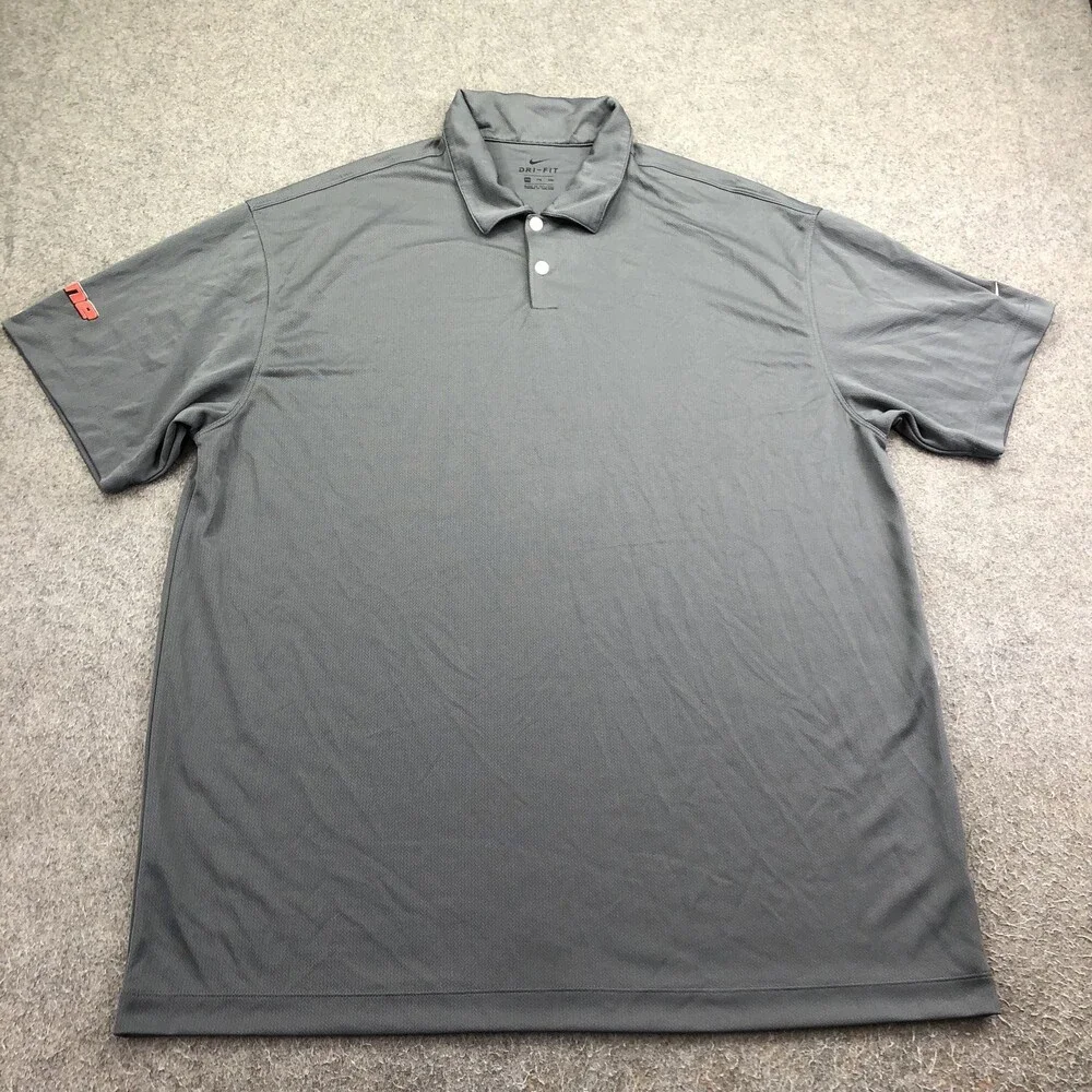 Nike Polo Shirt Mens 2XL Gray Golf Performance Dri-FIT 104.5 The Zone Logo